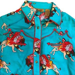 VIDEO! Wrangler Retro Buffalo Rider Snap Front Blouse - SM